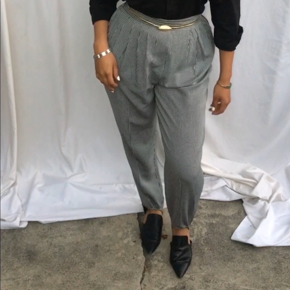 80’s Vintage stirrup stretch pants / pleated /